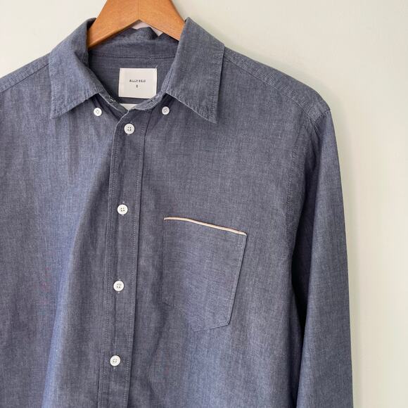 Billy Reid MSL 1-Pocket Detail Blue Cotton Button Down Shirt, Size Small - Picture 5 of 13
